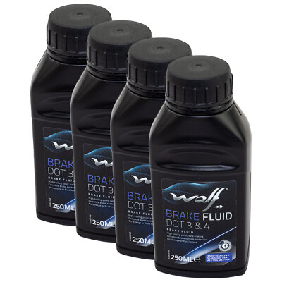 Bremsflüssigkeit WOLF BRAKE FLUID 5039 DOT 3&4 4 X 250 ml Brems Bremse bremsen