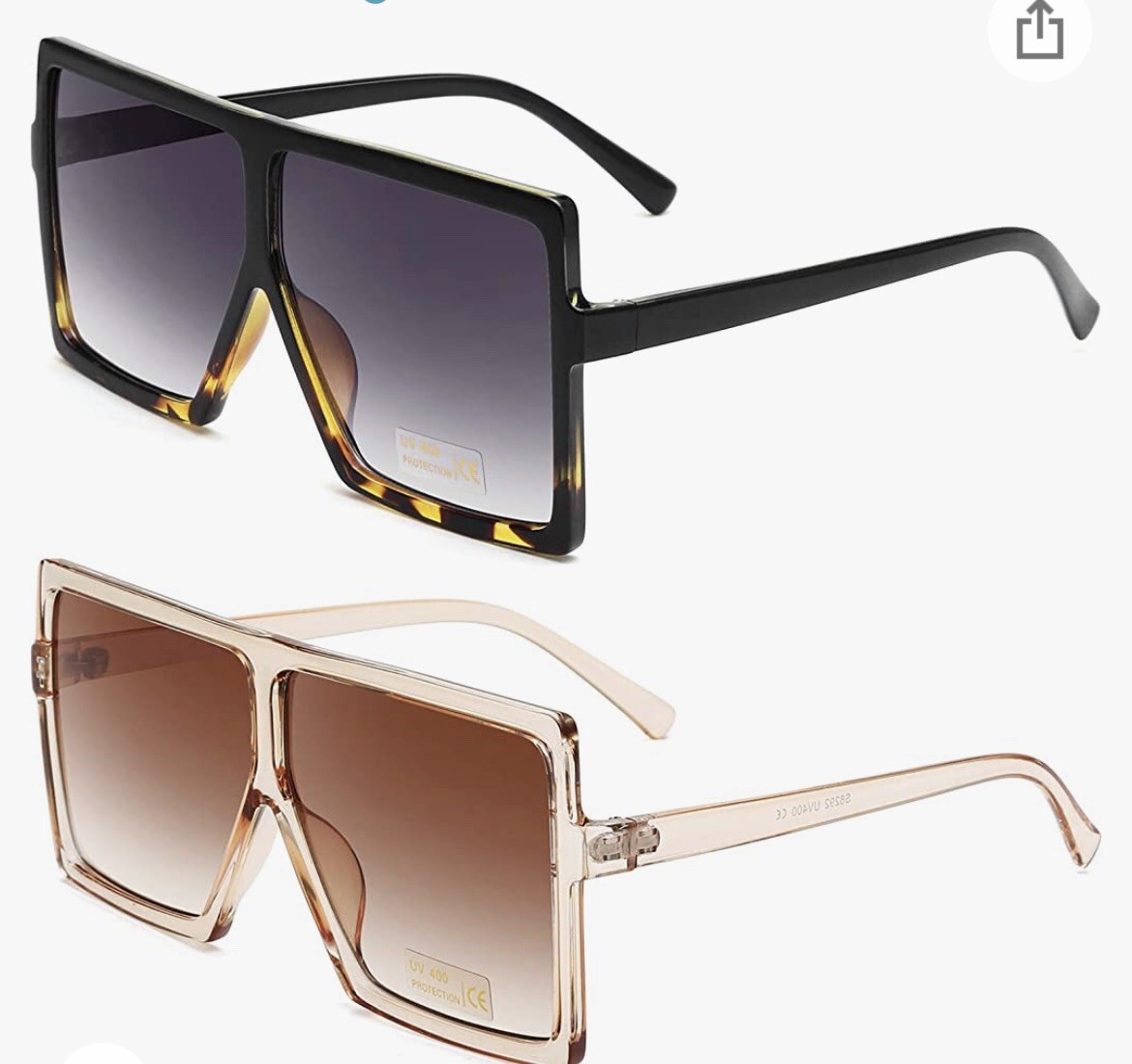 Set of 2 Square Oversized Sunglasses For Women Men Flat Top  display picture 2