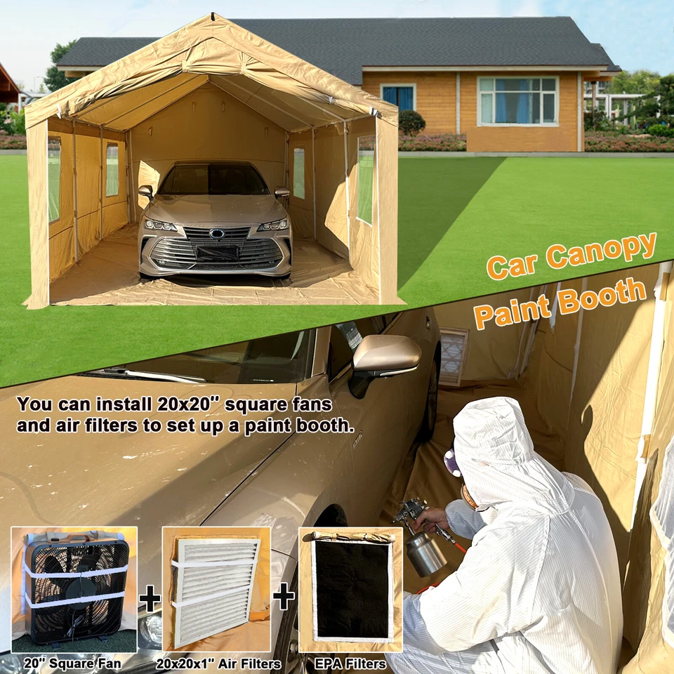 OTOBO Portable Paint Booth for Cars Rainproof Storage Shelter Portable Garage - Imagen 4 de 4