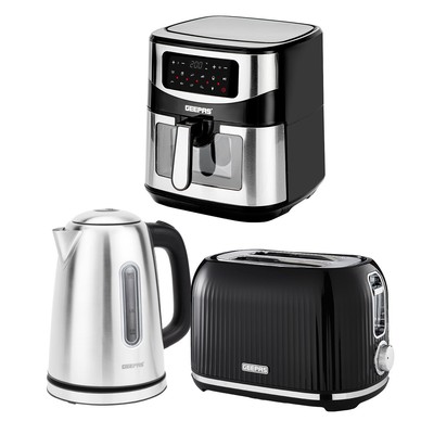 Geepas 1,7L Wasserkocher 2 Scheiben Brot Toaster & 9,2L Digital Air Fryer Set