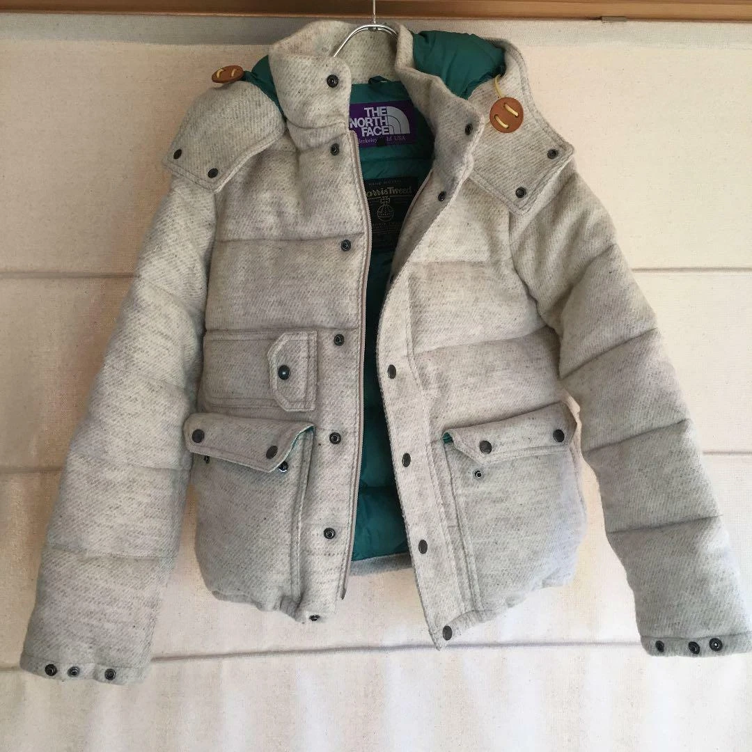 HARRIS TWEED NORTH FACE Purple Label Down Jacket Ivory Women S Rare From  Japan