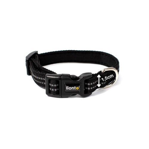lionto Collare riflettente in nylon imbottito, taglia XS, nero - Foto 4 di 5