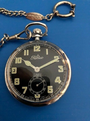 orologio uomo da tasca Perseo quadrante nero 17 jewels incabloc | eBay
