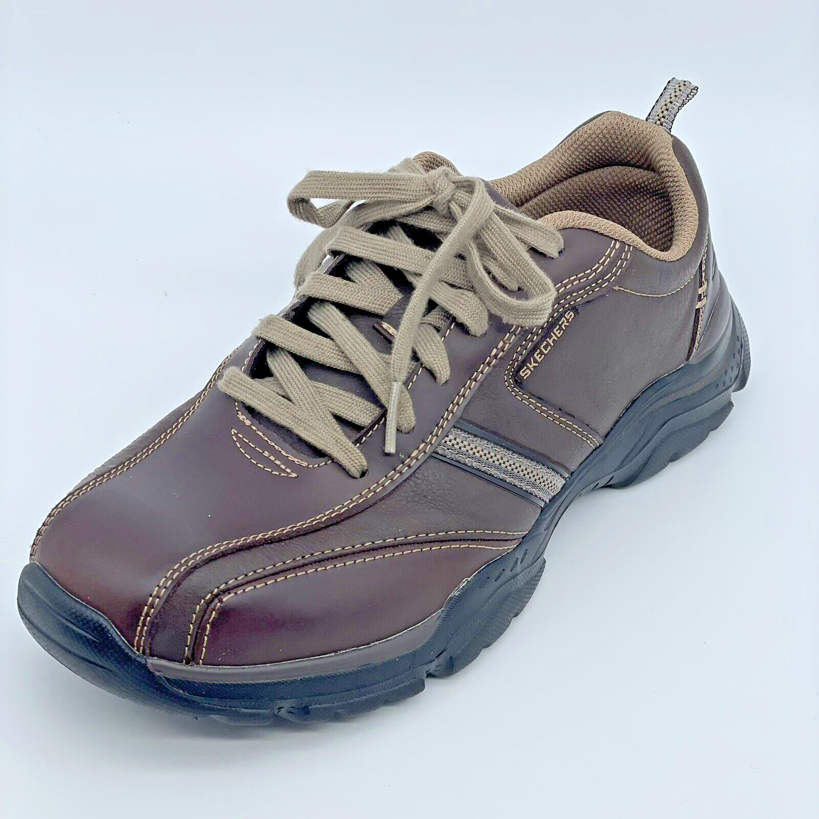 Skechers Rovato Lairon Sneakers Men's Size 9 Brown Leather Casual Shoes