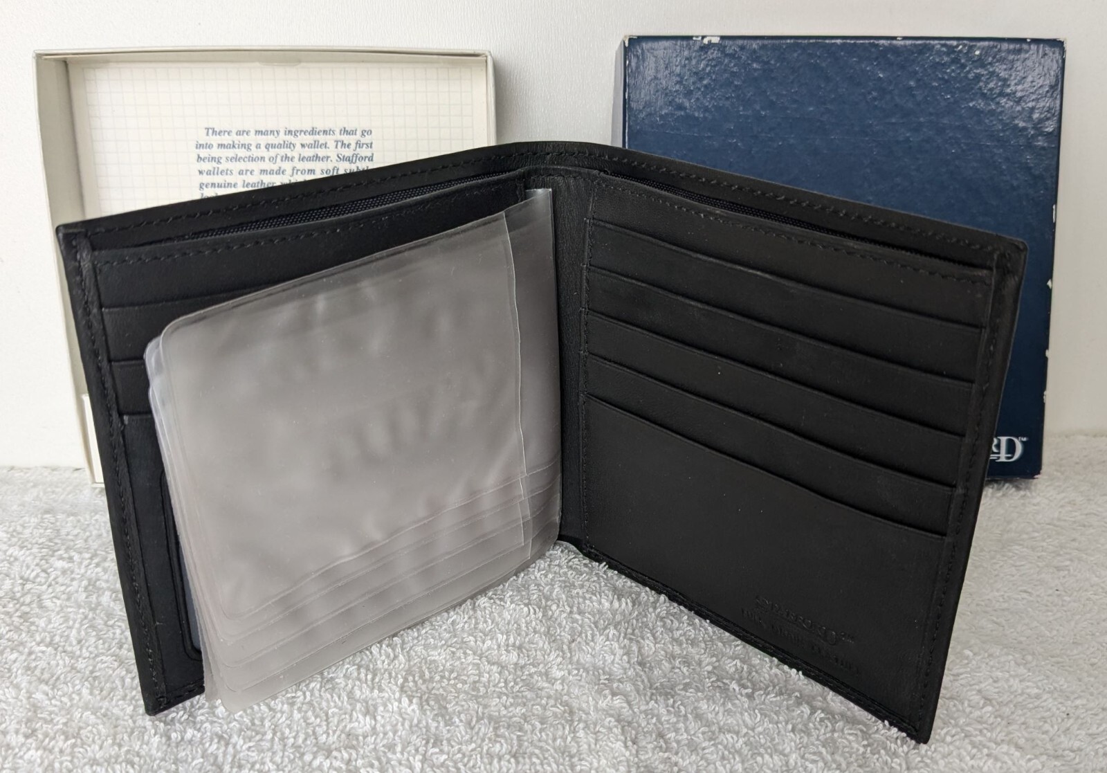 Stafford Men's Leather Hipster Wallet, Black NEW in box #P532 515189