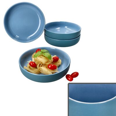 Ritzenhoff 4x Jasper Suppenteller 610ml Ozeanblau Steingut 4 Pers. tiefe Teller