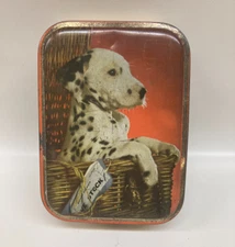 Vintage Edward Sharp & Sons Toffee Tin Dalmatian Puppy England 4" x 5-1/2"