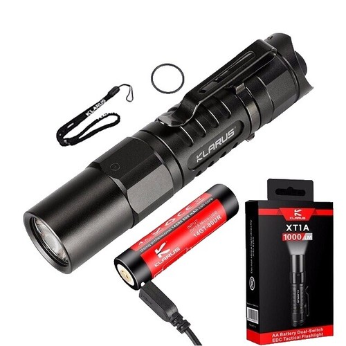 KLARUS E5 Pocket Flashlight – 600 Lumens, Rechargeable, Super Slim 4.2” X 1” X 0.3”, USB-C, Magnetic Base, Hat Clip – Black