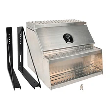 25"x28"x30" Aluminum Side Mount Saddle Step Truck Tool Box+24" Mounting Brackets