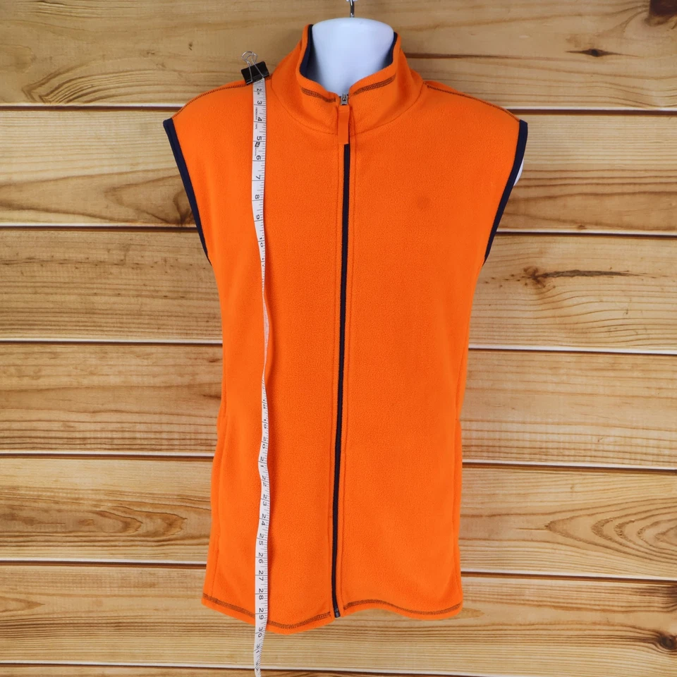 Chaleco polar Club Room para mujer talla XXL naranja brillante bolsillos cremallera completa cuello falso Foto 3 de 4