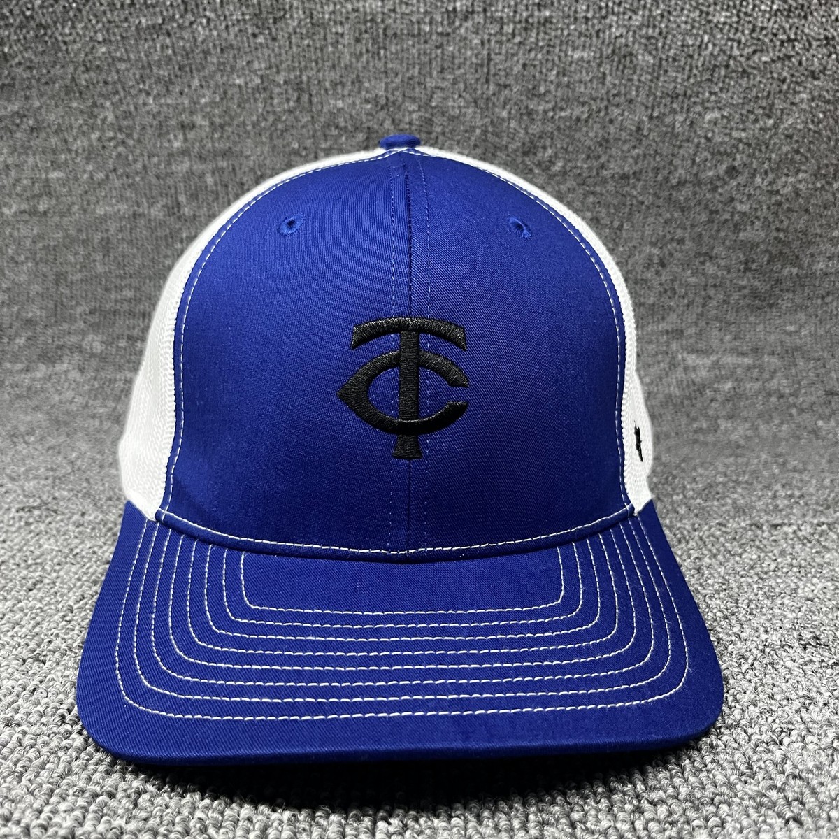 '47 Minnesota Twins Trucker Snapback Hat Royal Blue White Mesh Adjustable Cap