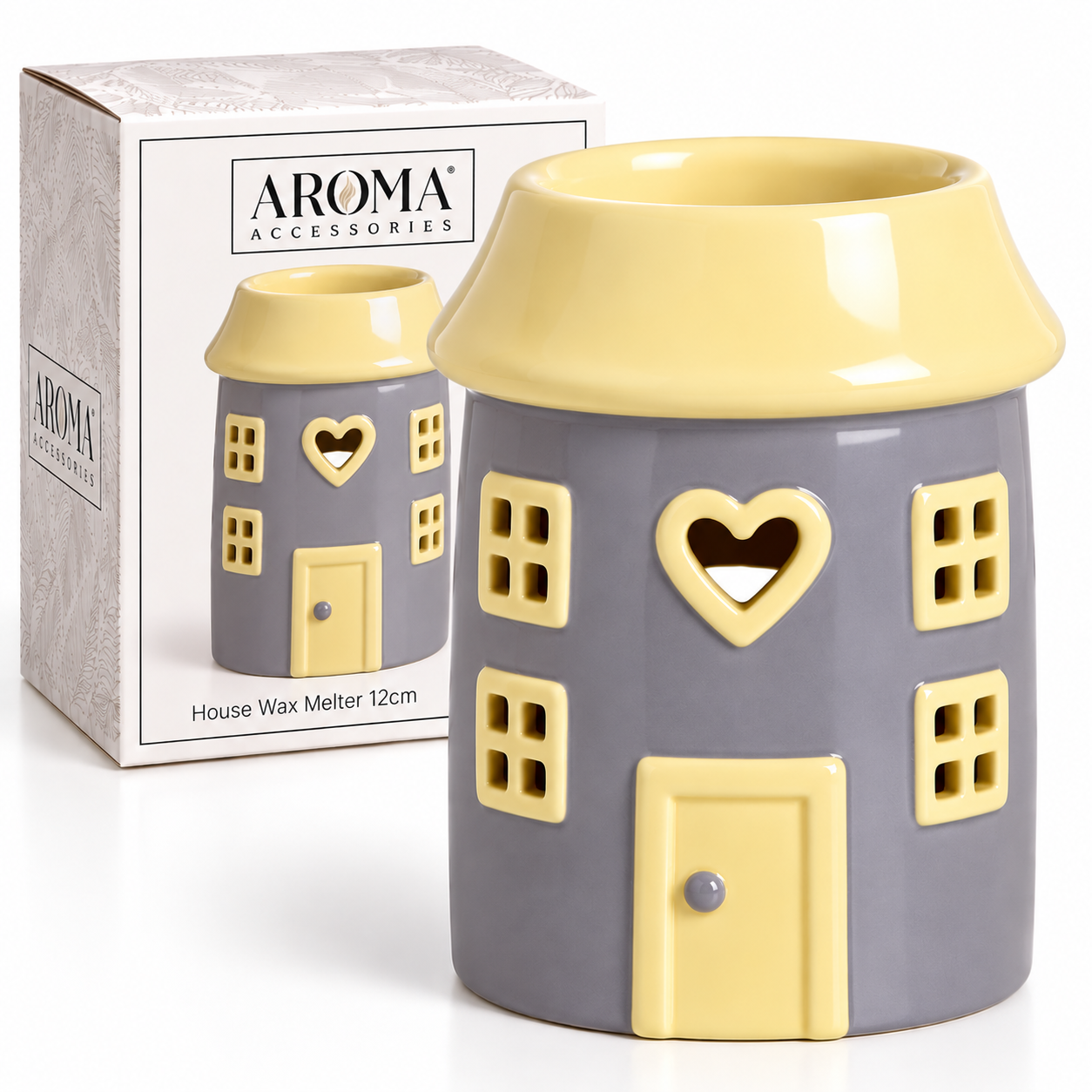 Grey House Wax Melt Burner 12cm Ceramic Oil Burner Tealight Holder Fragrance