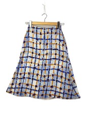 MARNI 24SS Skirt, Size 36, Silk, Blue, All-over print, GOMA0580U0