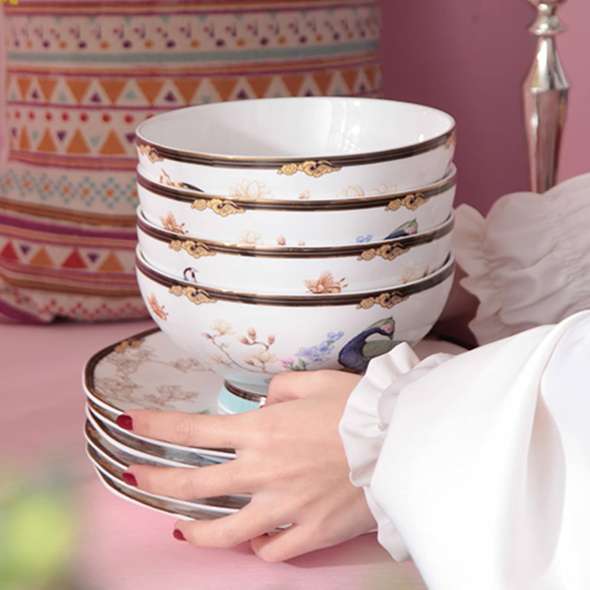 Elegant 21-Piece Bone China Tea Set for 6 - Vintage English Style