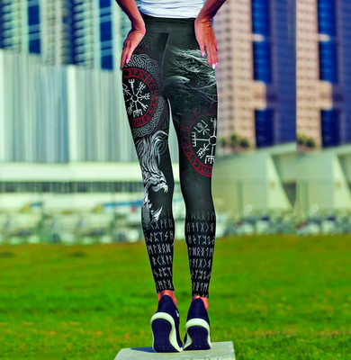 Plstar Cosmos Women's Leggings With 3D Printed Werewolf Tattoo Design
