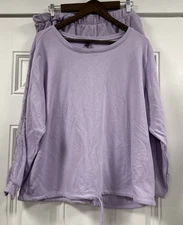 Adore Me Womens Lounge Knit Lilac Purple Lace Sides Top and Shorts Size 2XL
