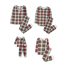 Family Matching, Plaid Waffle 2 Piece Pajama Sets