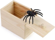 Funny Spider Prank Box Toys - Halloween White Elephant Gifts Cute Humor Wooden B