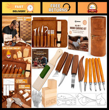 24Pcs Wood Carving Tools Set, Whittling Knife Kit with Templates  Basswood Bloc