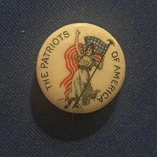 The Patriots Of America Lady Liberty American Flag  7/8” pinback button pin