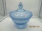 Vintage Anchor Hocking Wexford Sapphire Blue Glass Candy Dish w Cover 7.75"