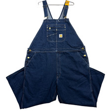 Carhartt Denim Bib Overalls Loose Fit 48 x 28 Blue 104672 DST