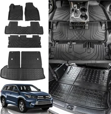 For 2014-2019 Toyota Highlander 7 Seats TPE Floor Mats Trunk Mat Cargo Liners