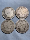 Barber Quarters 90% Silver Lot (4) G to VG 1895-O 1905 1913 1916-D. Estate Sale