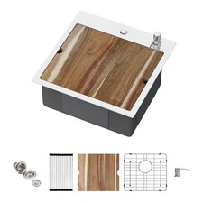 Drop in Bar Sink Workstation 18x18 Inch 16 Gauge Stainless Steel Handmade Top...