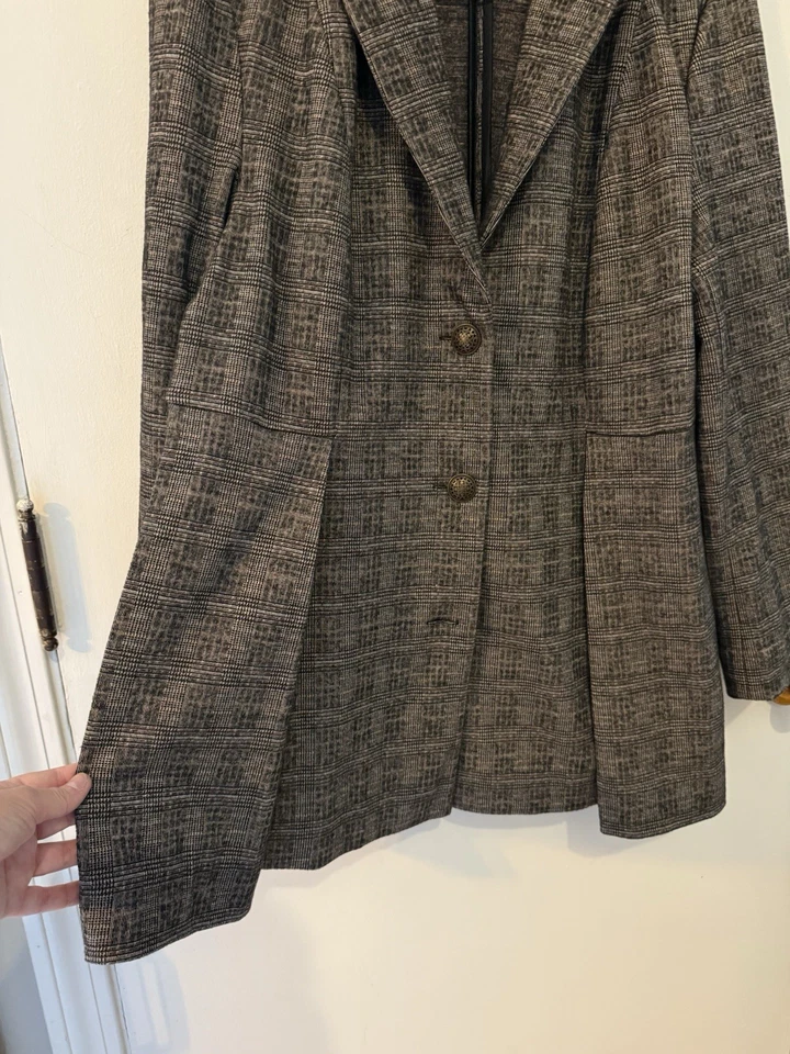 Мягкое окружение женщин L Blazer пальто клетку со складками на пуговицах куртка - Изображение 2 из 4