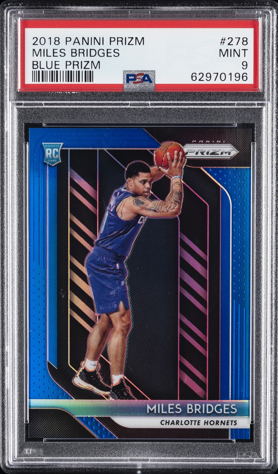 2018 PANINI PRIZM BLUE PRIZM #278 MILES BRIDGES #/199 PSA 9