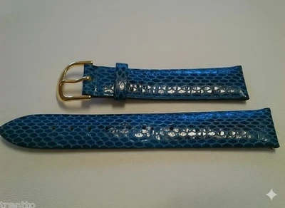 Bracelet de montre 18 mm cuir bleu type serpent - Photo 1/3
