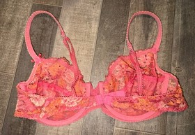 Aubade Paris Pink Lace Floral Wired 75 34 C Bra Lingerie Women&rsquo;s vintage 