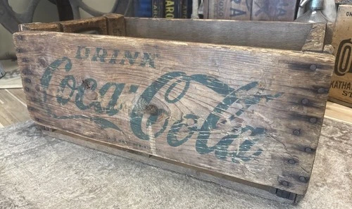Early Vintage Wooden Soda Crate Coca Cola Green Letter Box Antique Coke 1948-49