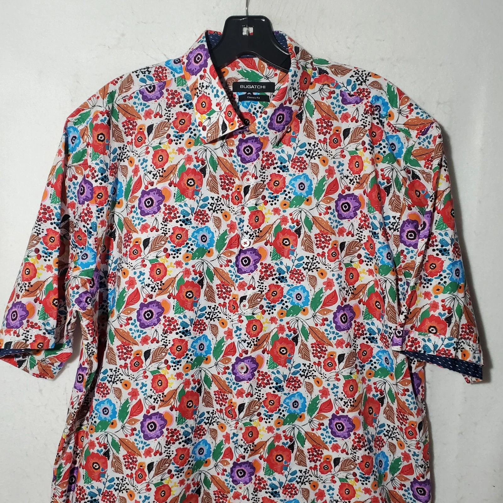 Bugatchi Shirt Mens XL Multicolor Floral Long Sleeve Button Up Classic Fit Print