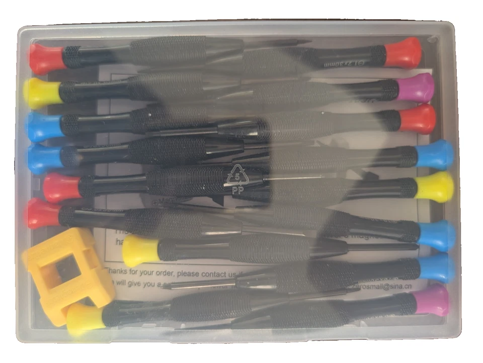 Juego de mini destornilladores magnéticos de precisión Lengnoyp de 18 piezas con pinzas Foto 2 de 3