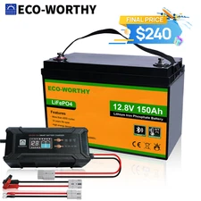 ECO-WORTHY 1920Wh 12V 150Ah Bluetooth LiFePO4 Lithium Battery 20A Charger