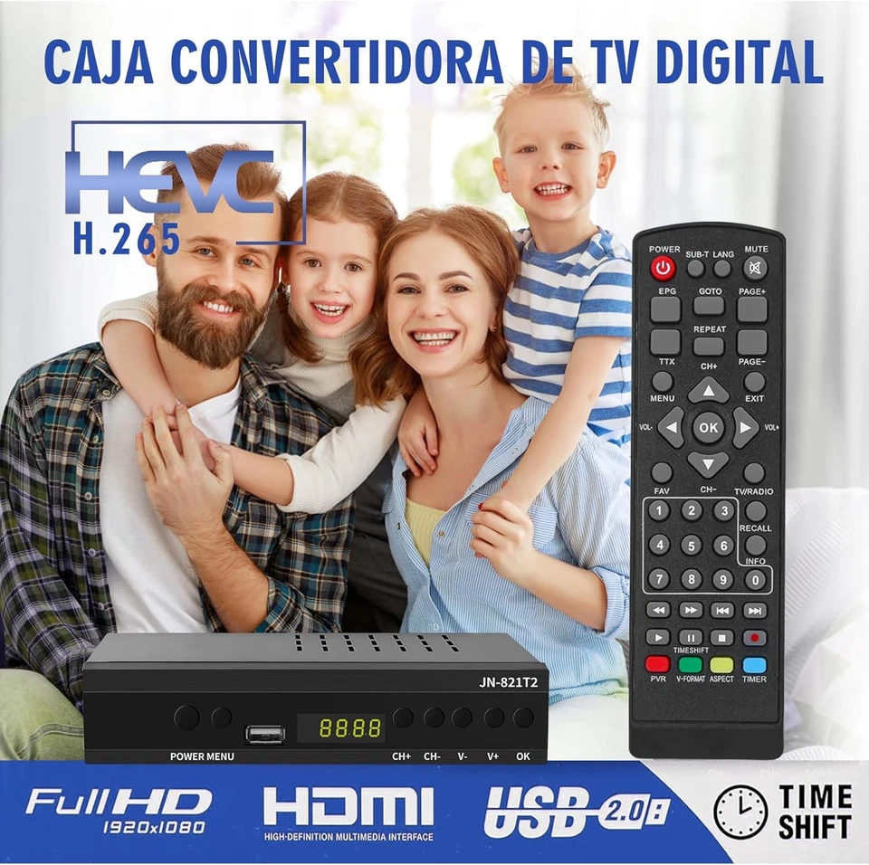 Decodificador TDT HD - DVB-T T2 H.265 HEVC Full HD PVR, USB, HDMI, - Imagen 2 de 4