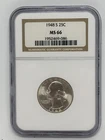 New Listing1948 S Washington Silver Quarter 25C Graded MS66 by NGC BU