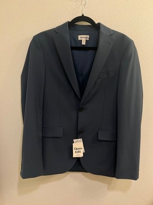 NWT Open Edit Blue Solid 4 Way Stretch Slim Fit Blazer Jacket Size 38R