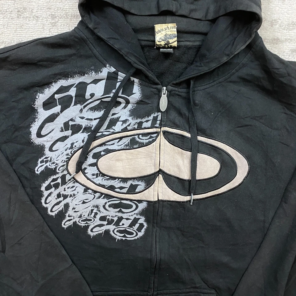 Vintage SRH Full Zip Hoodie 2XL XXL Black Gray Y2K Rap Hip Hop Skate Grunge Mens - Image 3 of 4