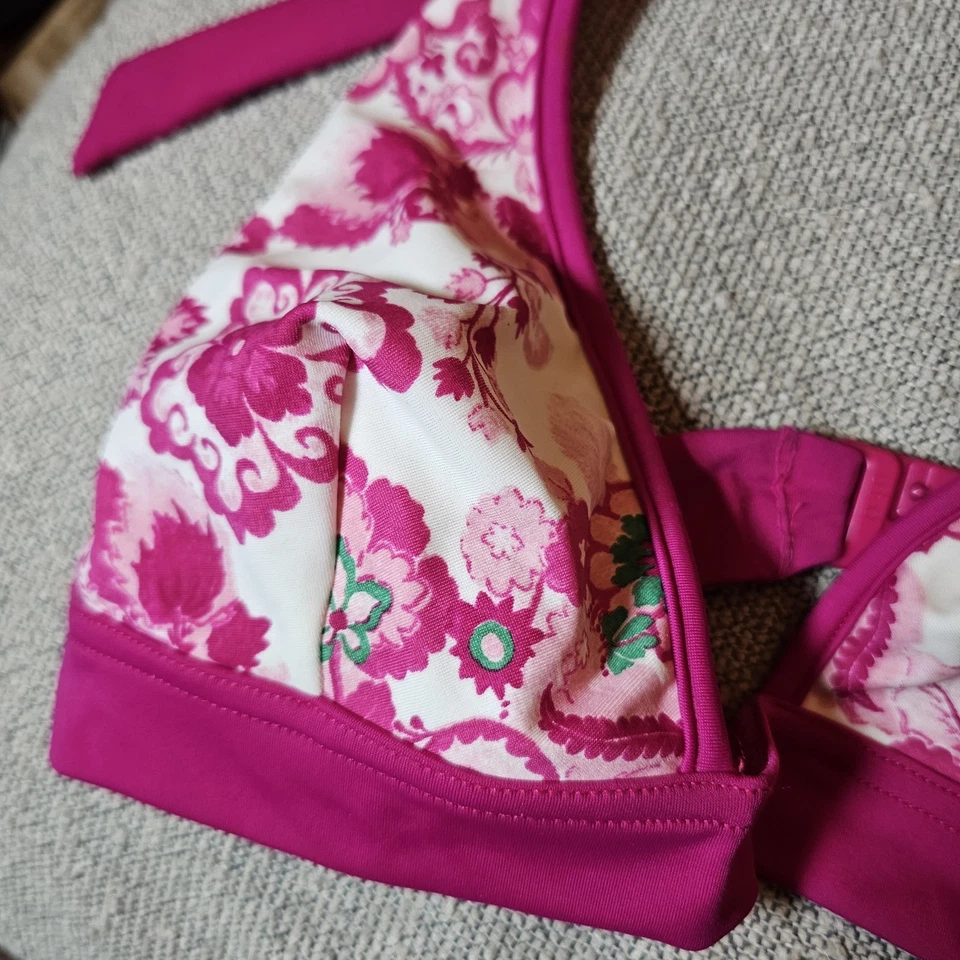 ¡Lo último! Traje de baño Burberry para mujer magenta floral bikini top talla pequeña top solo NUEVO Foto 2 de 4