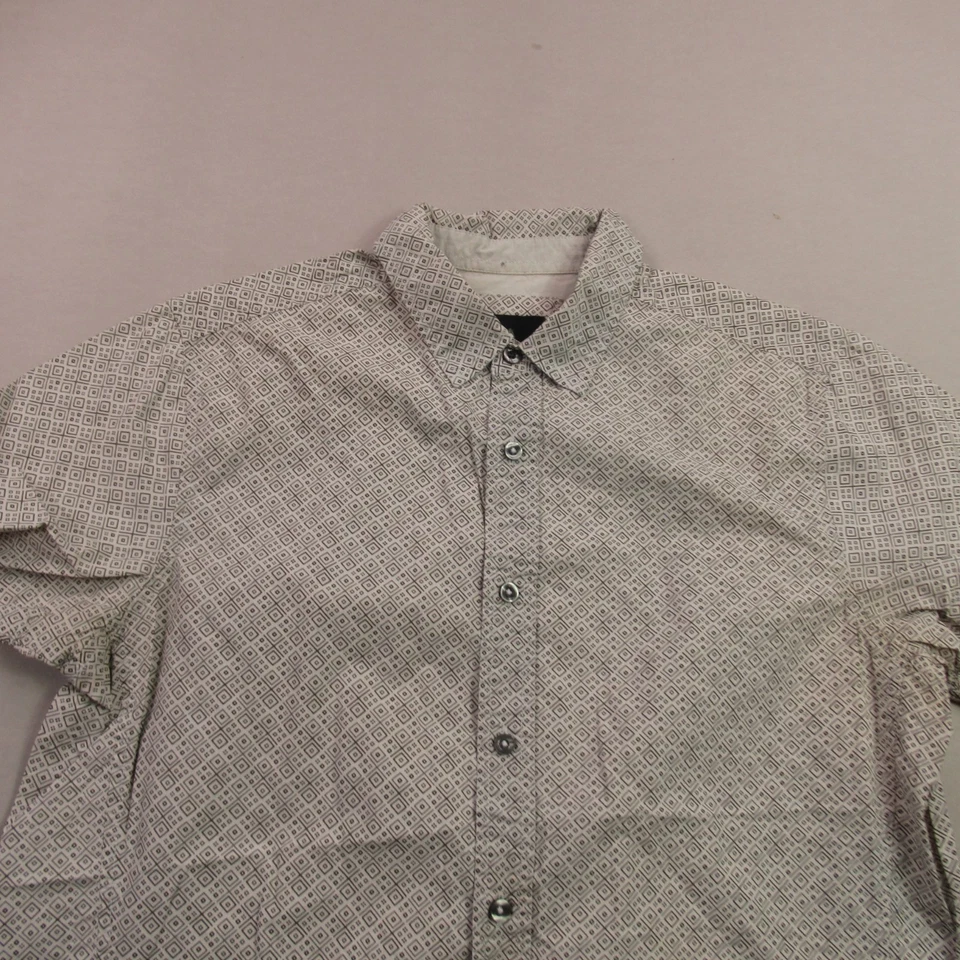 Camisa Prana Para Hombre Pequeña Manga Corta Botón Delantero Informal Exterior Gris Foto 3 de 4