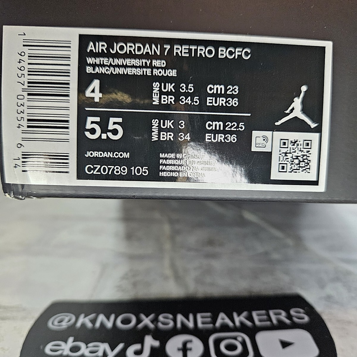 Jordan Air Jordan 7 Retro BCFC White & University Red Box Label Jordan 7 Retro BCFC Paris Saint-Germain PSG Athletic Shoes  main image 4