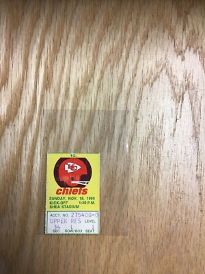 1969 World Champs New York Jets v Chiefs at Shea Stadium Ticket Stub