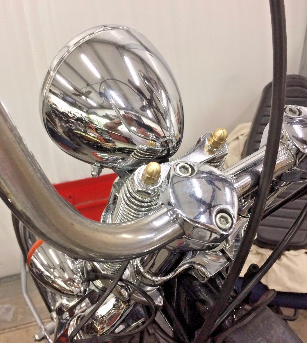 2 HARLEY SPRINGER TOP high crown BRASS ACORN NUTS chopper bobber upper