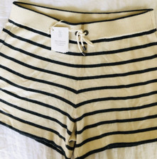 Brunello Cucinelli women shorts sz.L ecru/grey stripes soft/comfy Made in Italy 