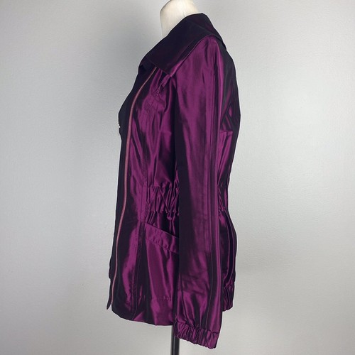 St. John Purple Satin Asymmetrical Zip Light Jacket Small - Picture 3 of 8