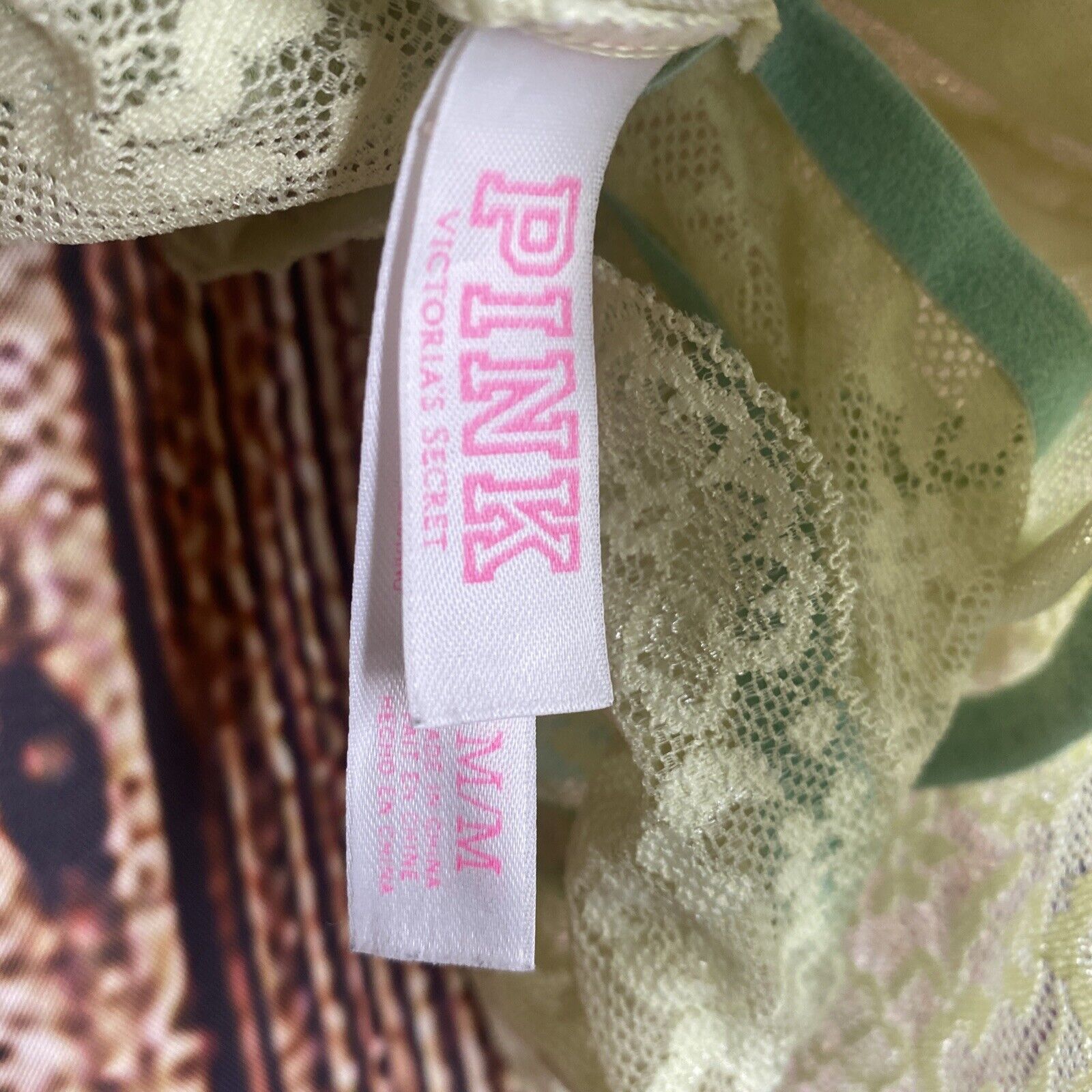 PINK Victoria’s Secret Bralette Yellow Lacey Race… - image 3