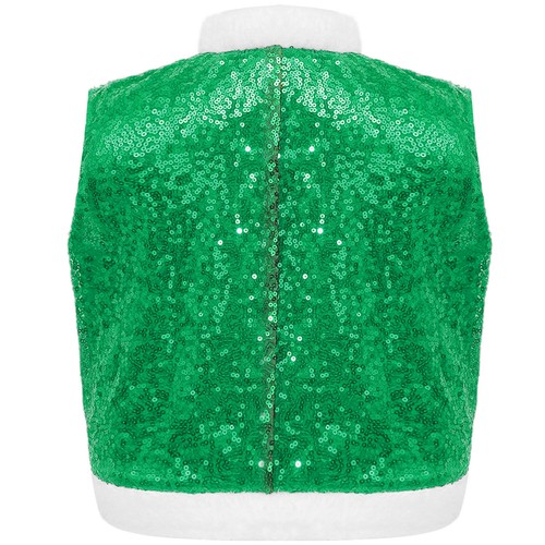 Kids Boys Girls Sequins Christmas Waistcoat Xmas Santa Elf Vest Faux Fur Hem - Picture 20 of 35
